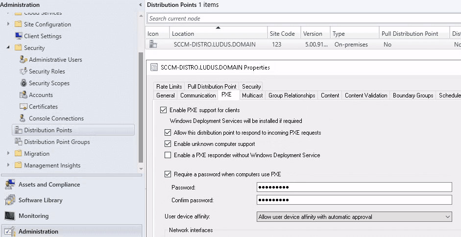 PXE Password Setting